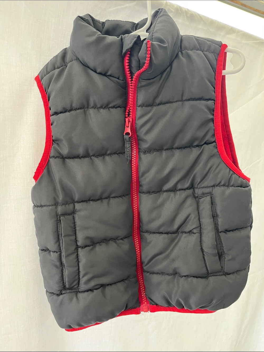 jumping beans Gray Shell with Red Fleece Lining Kids Vest